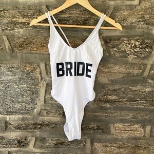 White bride bathing suit